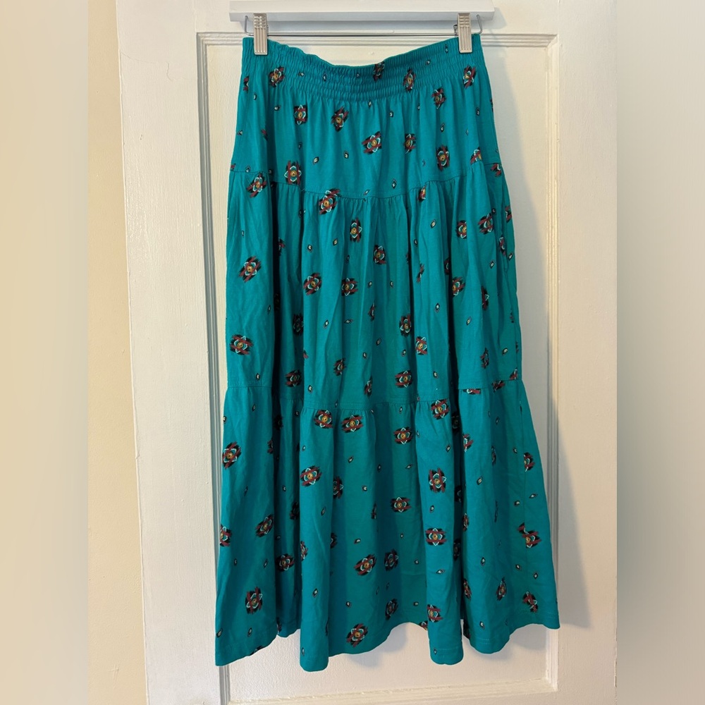 Amazing vintage turquoise southwestern 100% cotton skirt